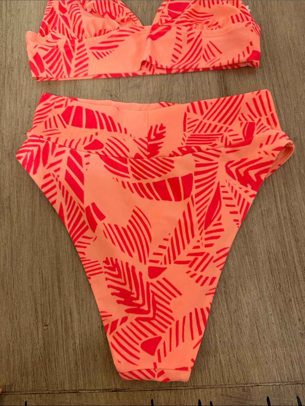 Aerie Coral Tropical High Waisted Bikini Set Women’s Size Medium - Picture 3 of 7